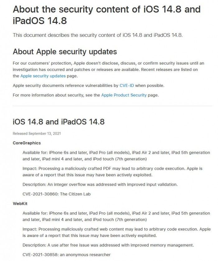 今天苹果发布紧急更新，修复重大安全漏洞
