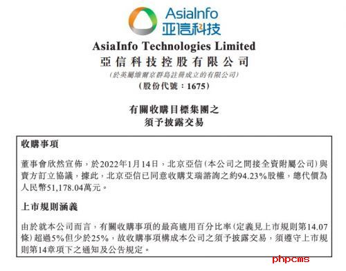 亚信科技宣布收购艾瑞咨询 成为控股股东